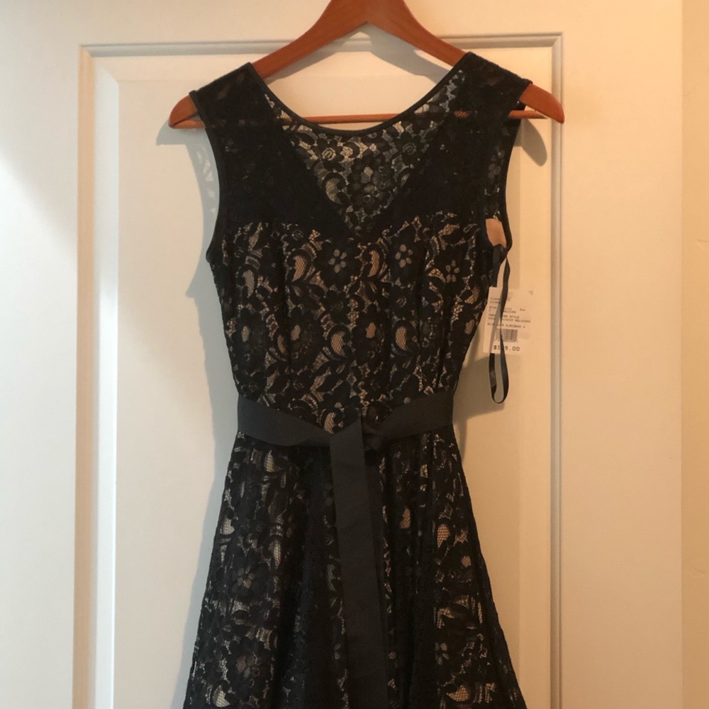 NWT David’s Bridal Black Lace with ribbon